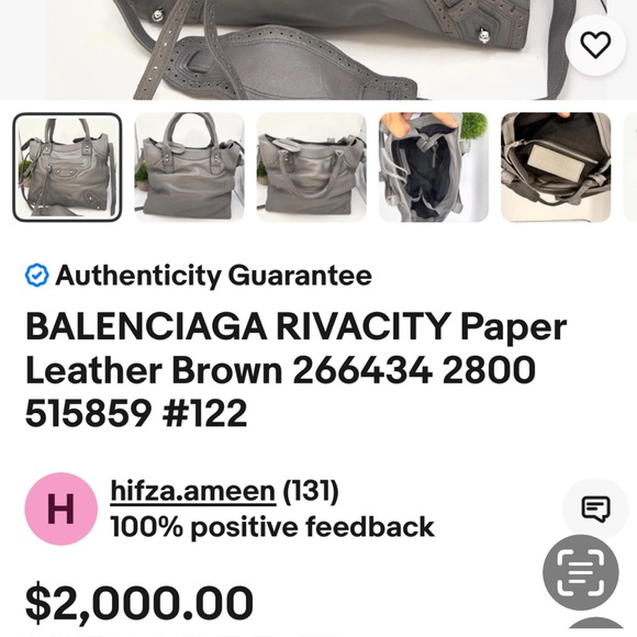 BALENCIAGA RIVACITY Black Paper
Leather two way handbag Rare Vintage EUC COA - Picture 15 of 16